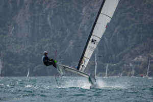 Foiling A class catamaran with CompoTech CF epoxy mast, sailed by CompoTech director, Vladislav Ptasnik.